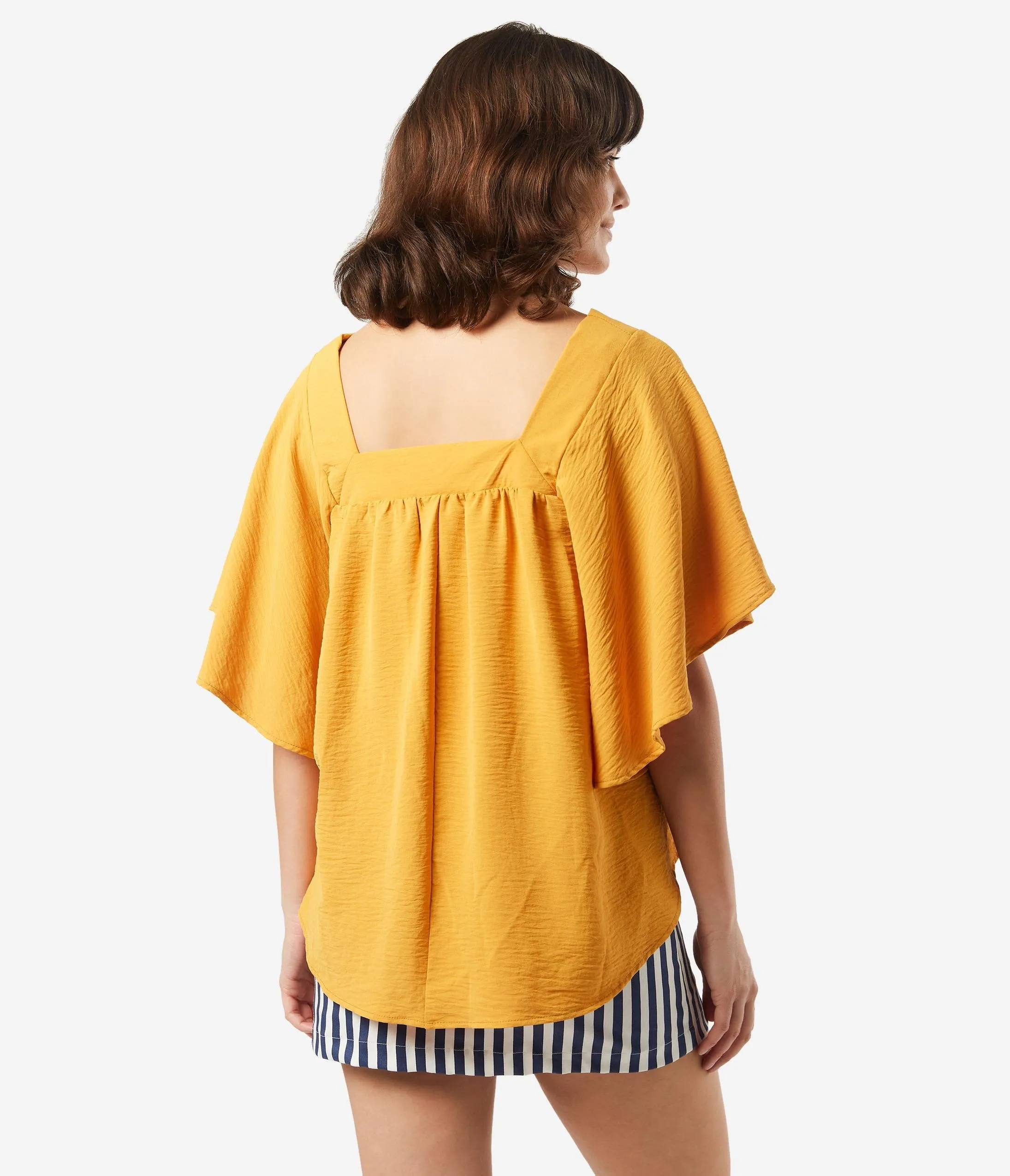 1970s Style Mustard Butterfly Sleeve Blouse