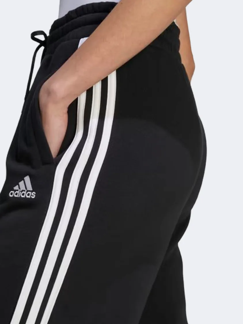 Adidas Essentials 3 Stripes French Terry Wide Women Sportswear Pant Black/White