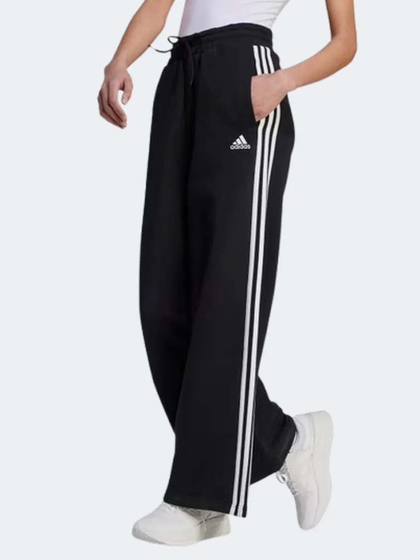 Adidas Essentials 3 Stripes French Terry Wide Women Sportswear Pant Black/White