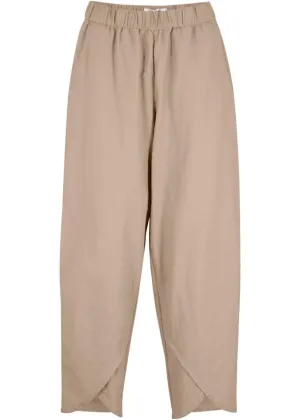 Ankleless linen trousers with high waist, comfortable waistband, loose fit Bpc Bonprix Collection ,  beige