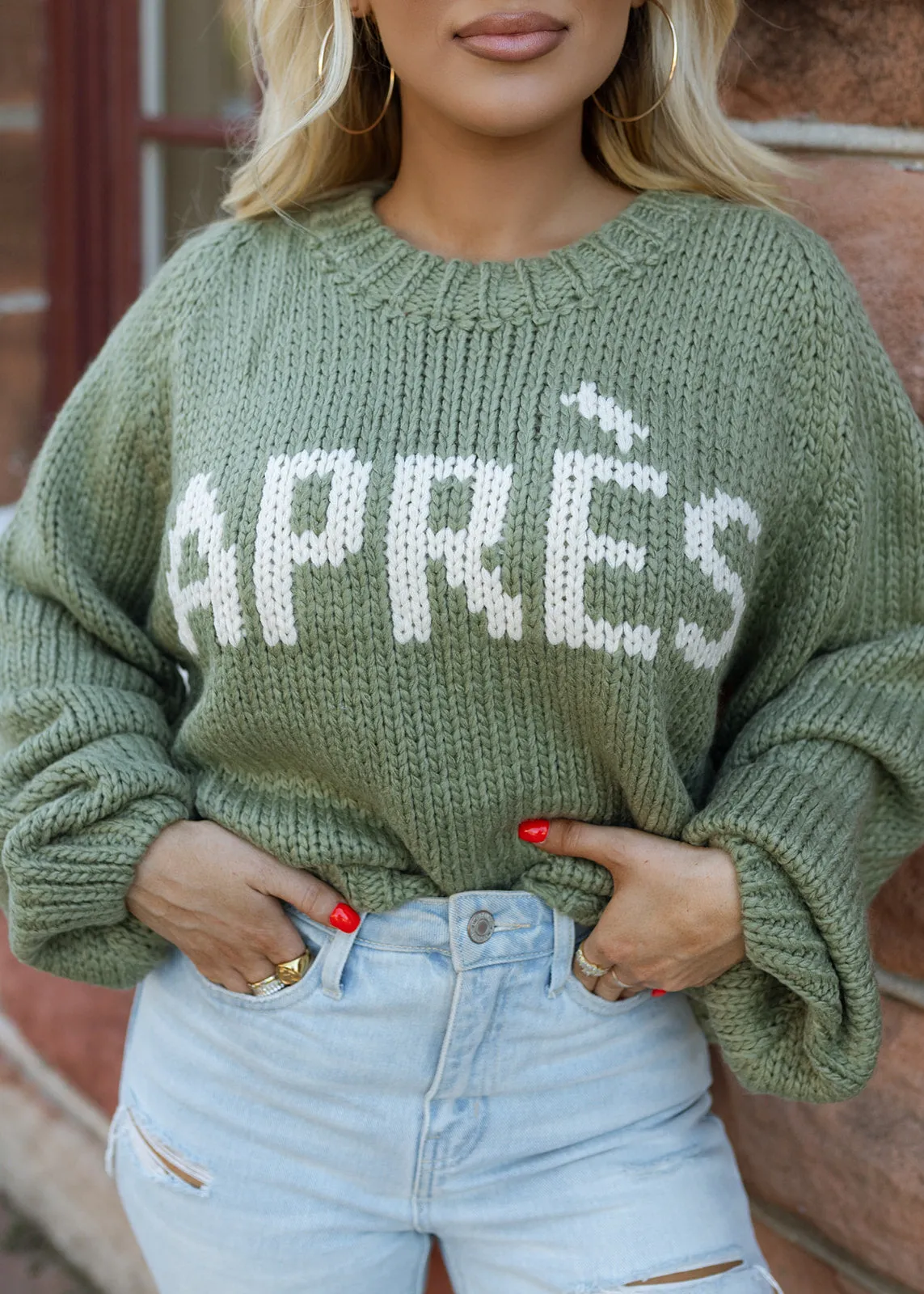 Apres Olive Crochet Sweater