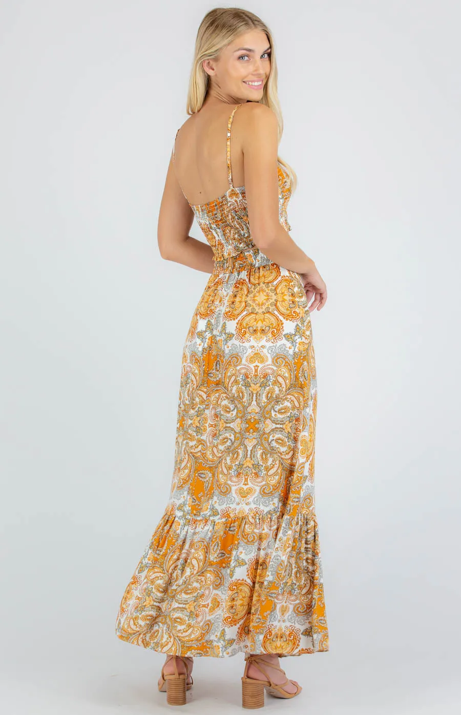 Boho Placement Print Set Top and Maxi Skirt