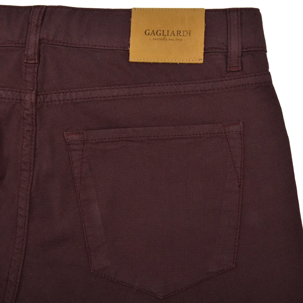 Bordeaux Stretch Cotton Textured Five Pocket Trousers