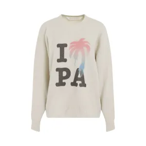 Boucle Knit I Love PA Sweater in Off White