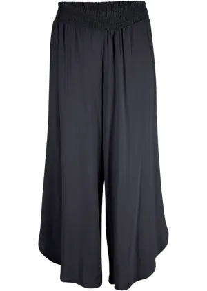 Calf-length culottes with a comfortable all-around belt Bpc Bonprix Collection, black