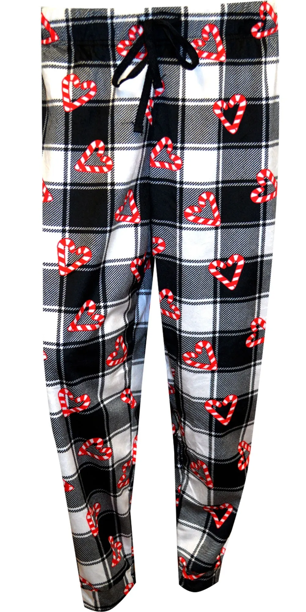 Candy Cane Hearts Buffalo Plaid Cuffed Sleep Pants