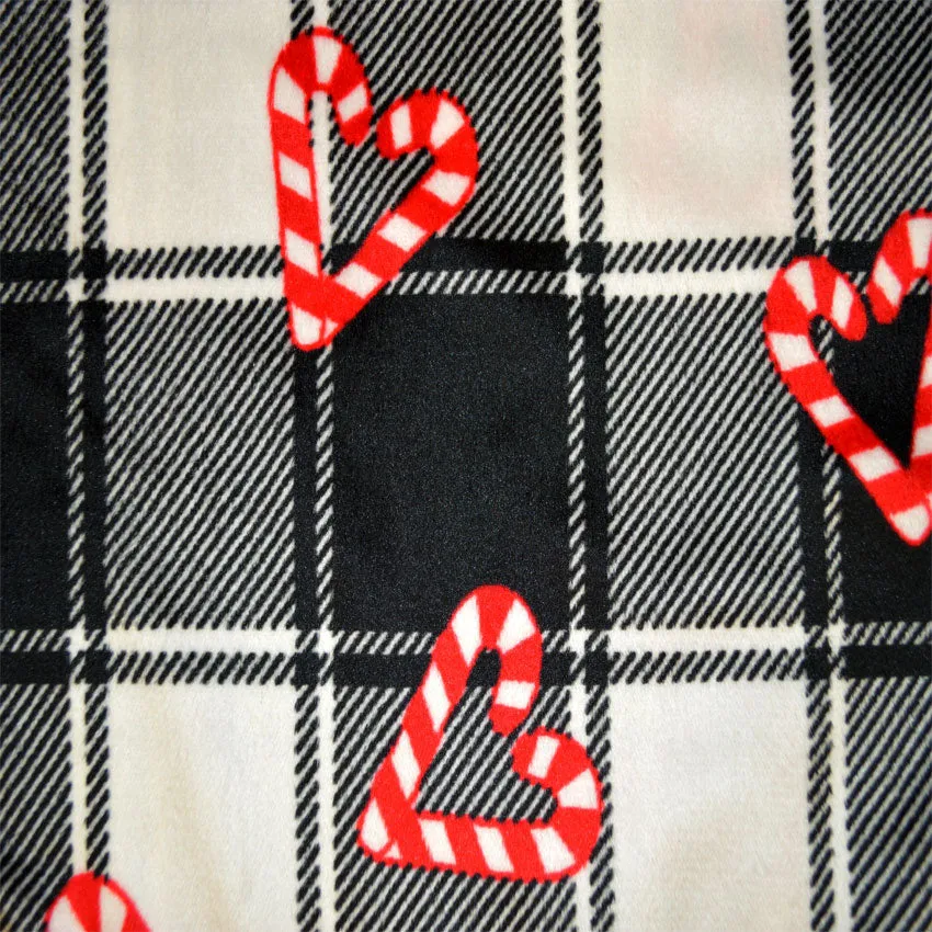 Candy Cane Hearts Buffalo Plaid Cuffed Sleep Pants