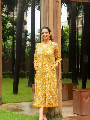 Collared Button Down Dress Yellow