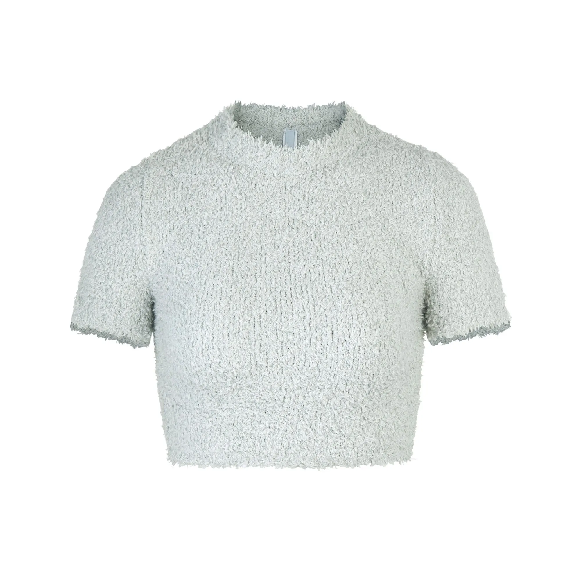 COZY KNIT CROPPED T-SHIRT | AQUA