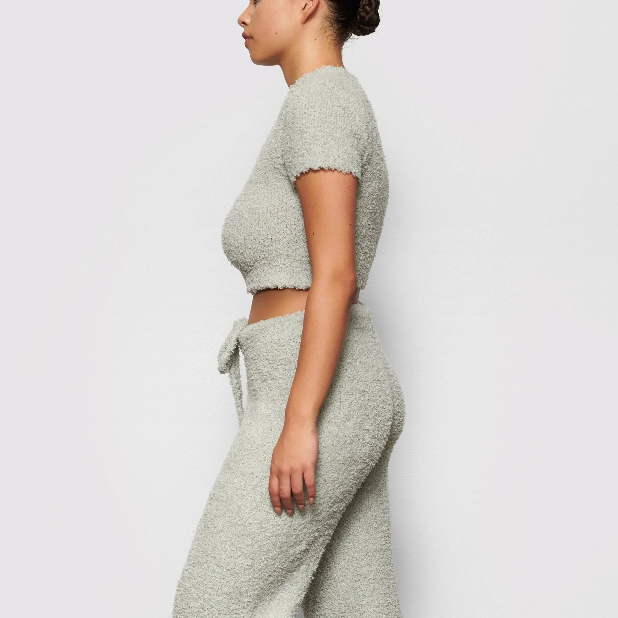 COZY KNIT CROPPED T-SHIRT | AQUA