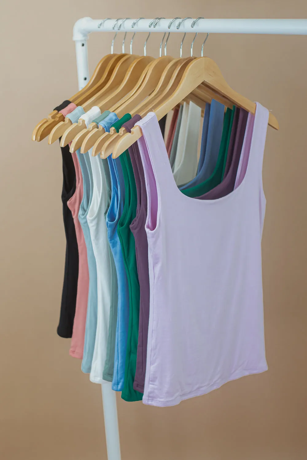 Double Layered Reg Length Tank, Lilac