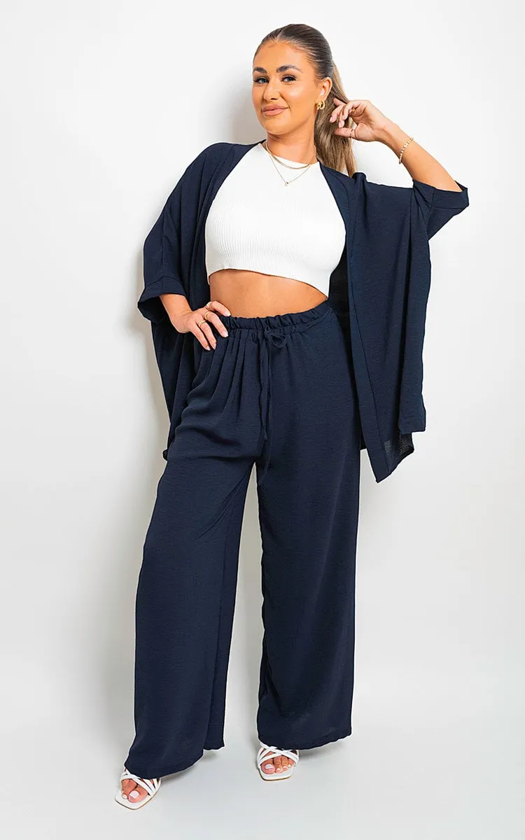 Drawstring Gathered Waist Wide Leg Trouser