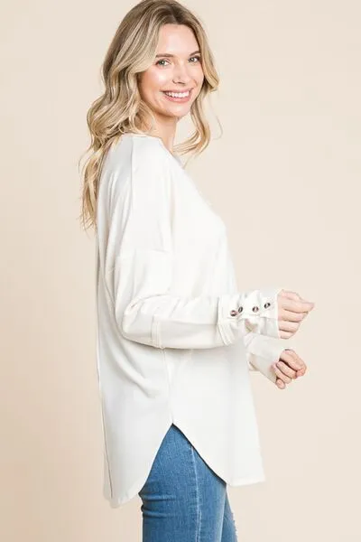 Full Size V-Neck Dropped Shoulder Blouse