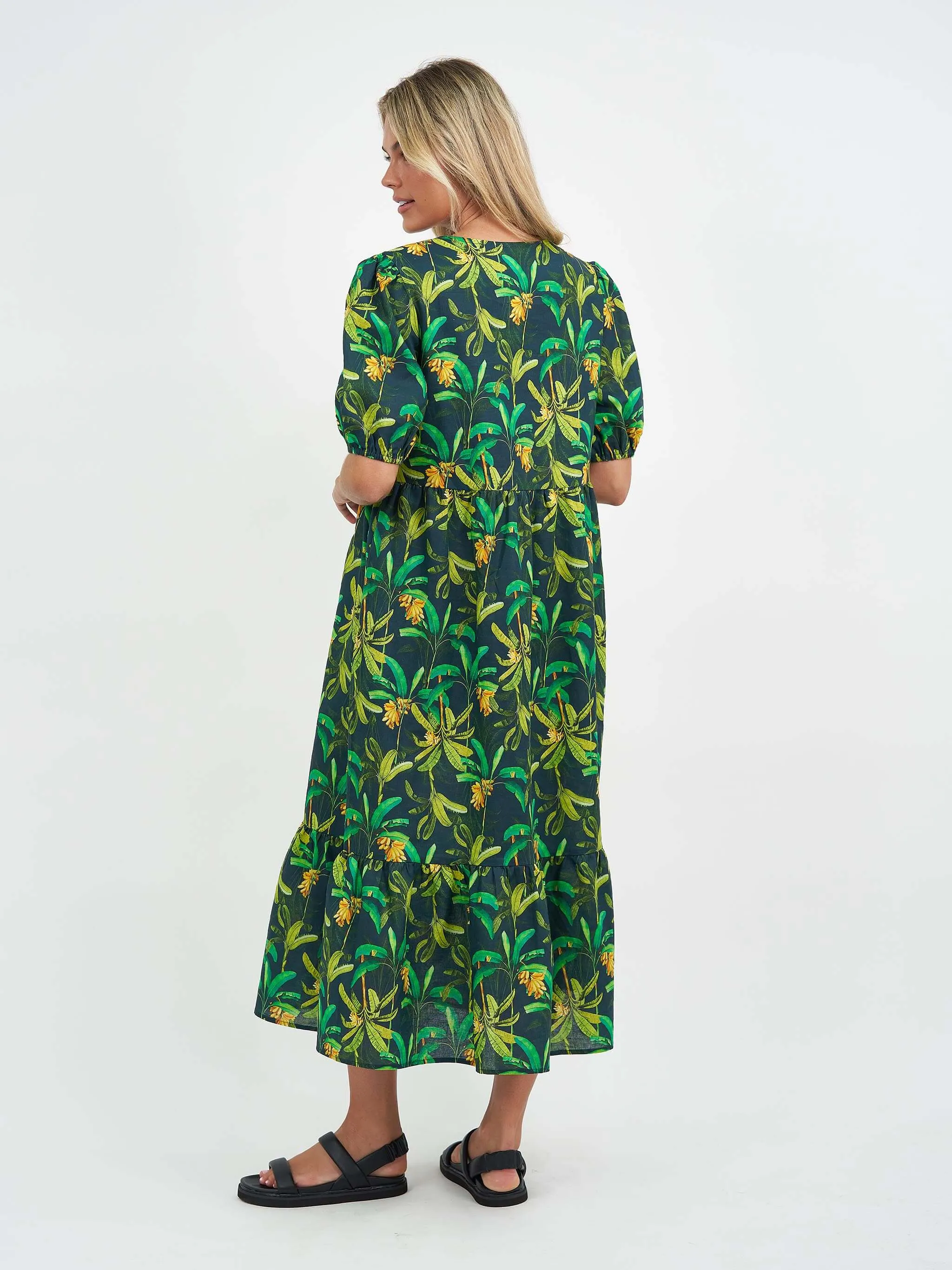 Green Forest Linen Dress