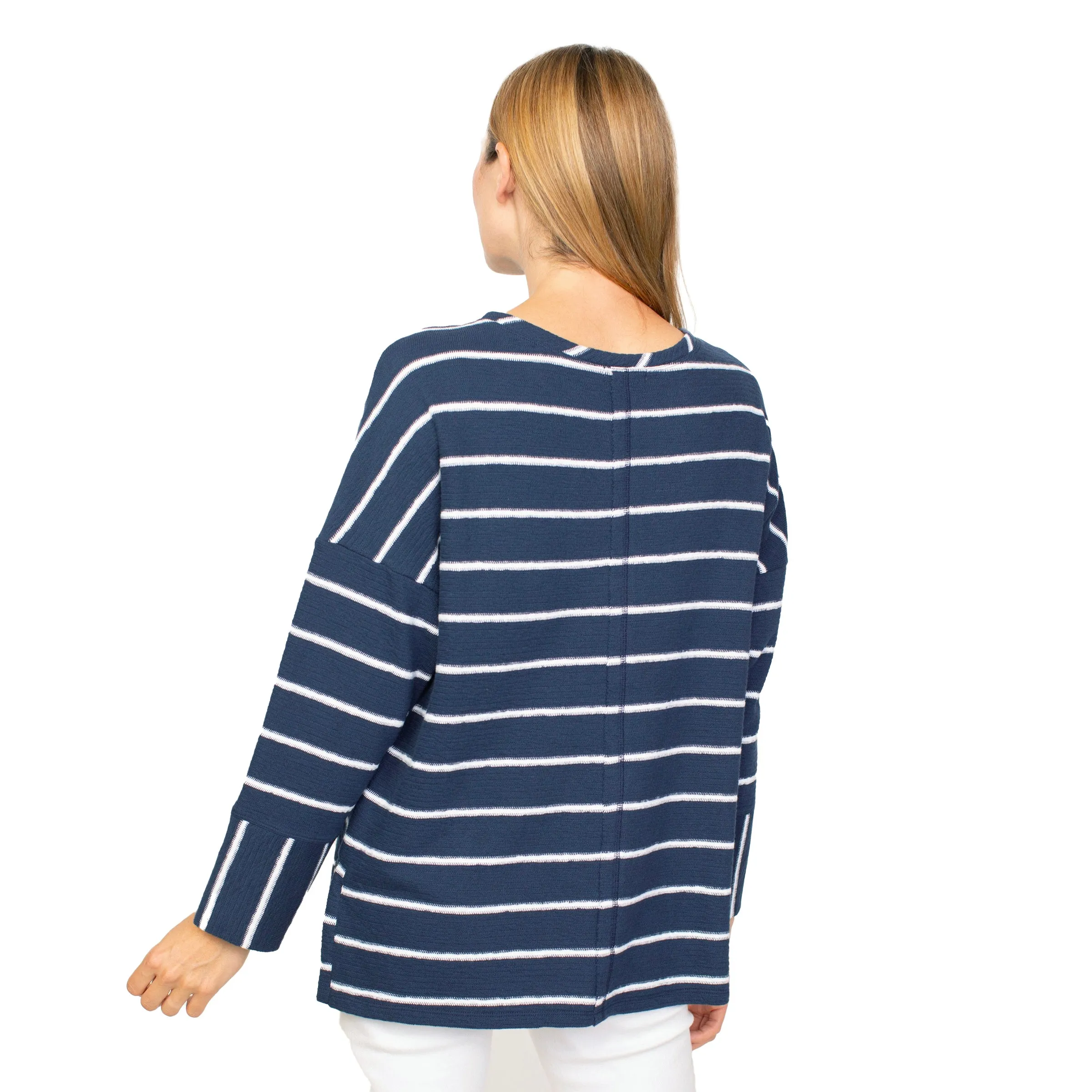 Habitat French Terry Sailor Stripe Pullover in Navy & White - 85106-NV