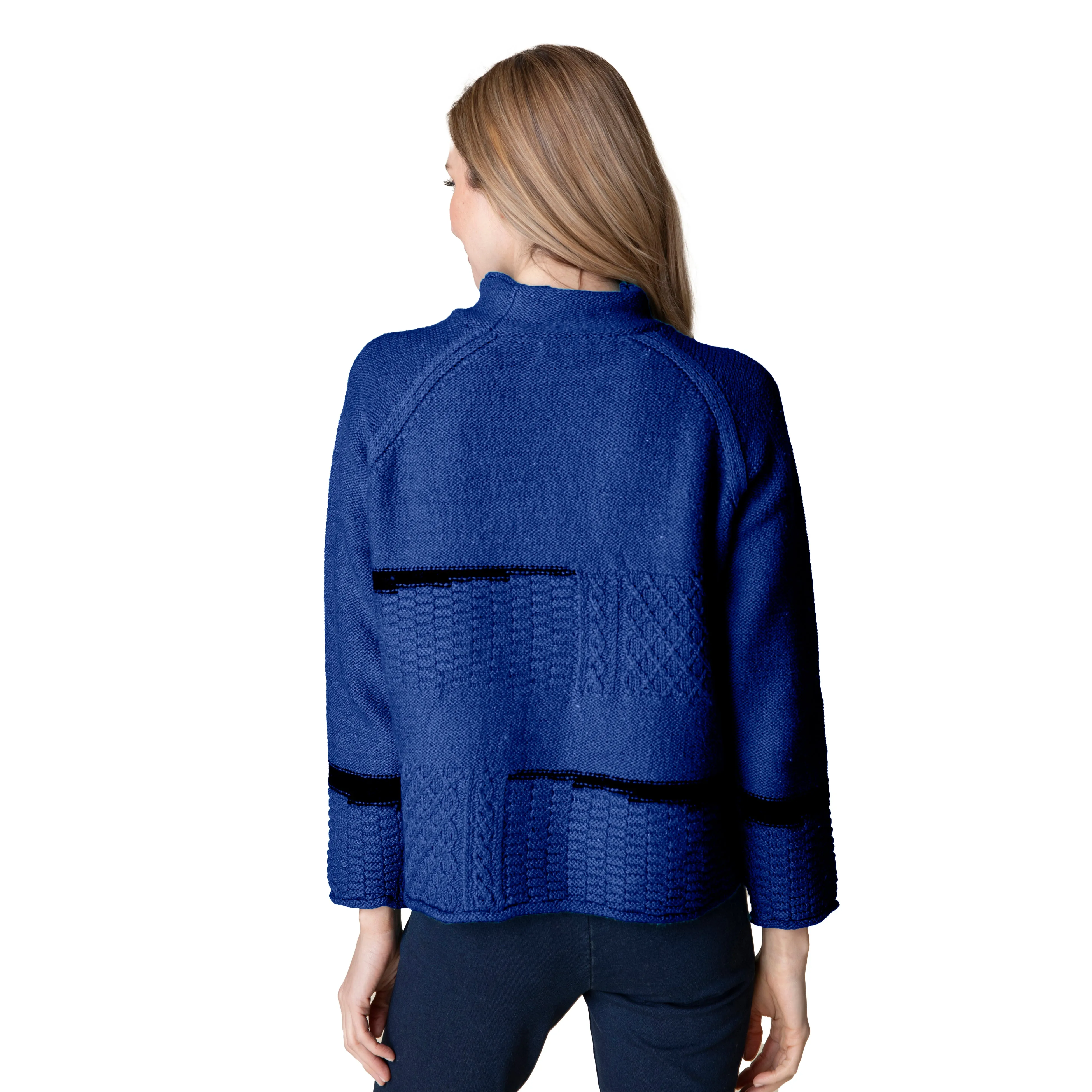 Habitat "Harvest Tweed" Mixed Cable Stitch Pullover in Sapphire - 89101