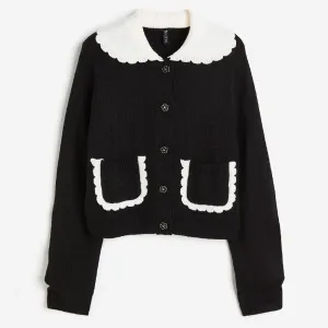 H&M Peter Pan Collar Cardigan, black