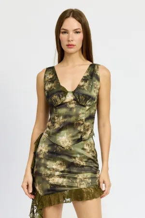 Hot Girl Camo Chic Floral Satin Bustier Top