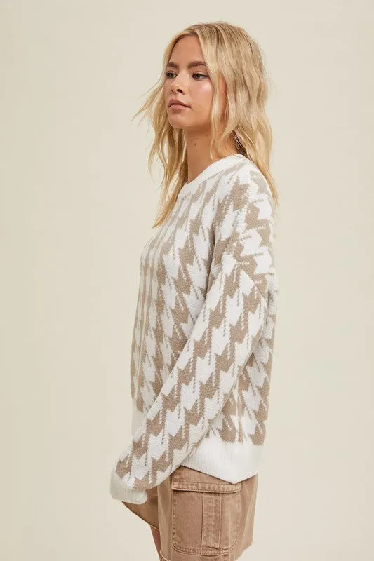 Houndstooth Sweater - Ivory