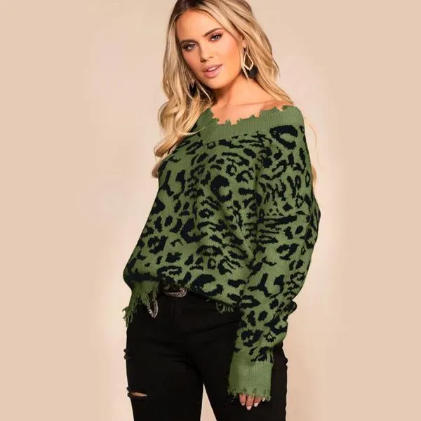 Leopard V-Neck Jumper of Distress