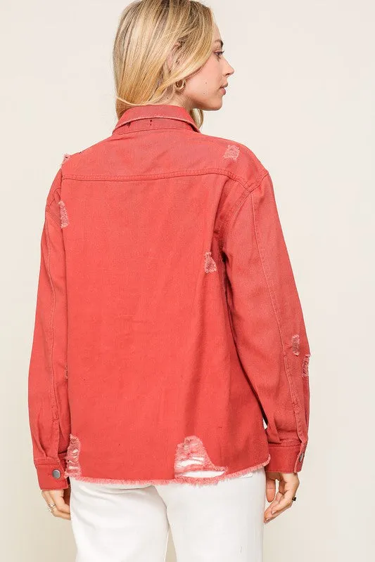 Let's Head Out Rust Denim Jacket