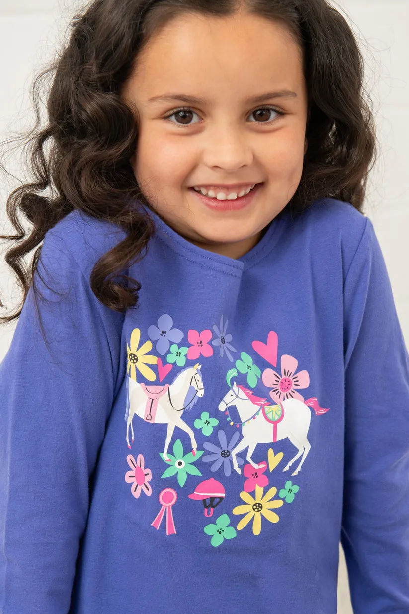 Lighthouse Kids Causeway Long Sleeve Top Horse Print