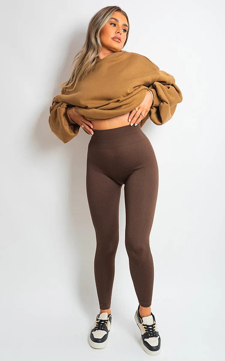 Lightweight High Waisted Rib Curvy Leggings