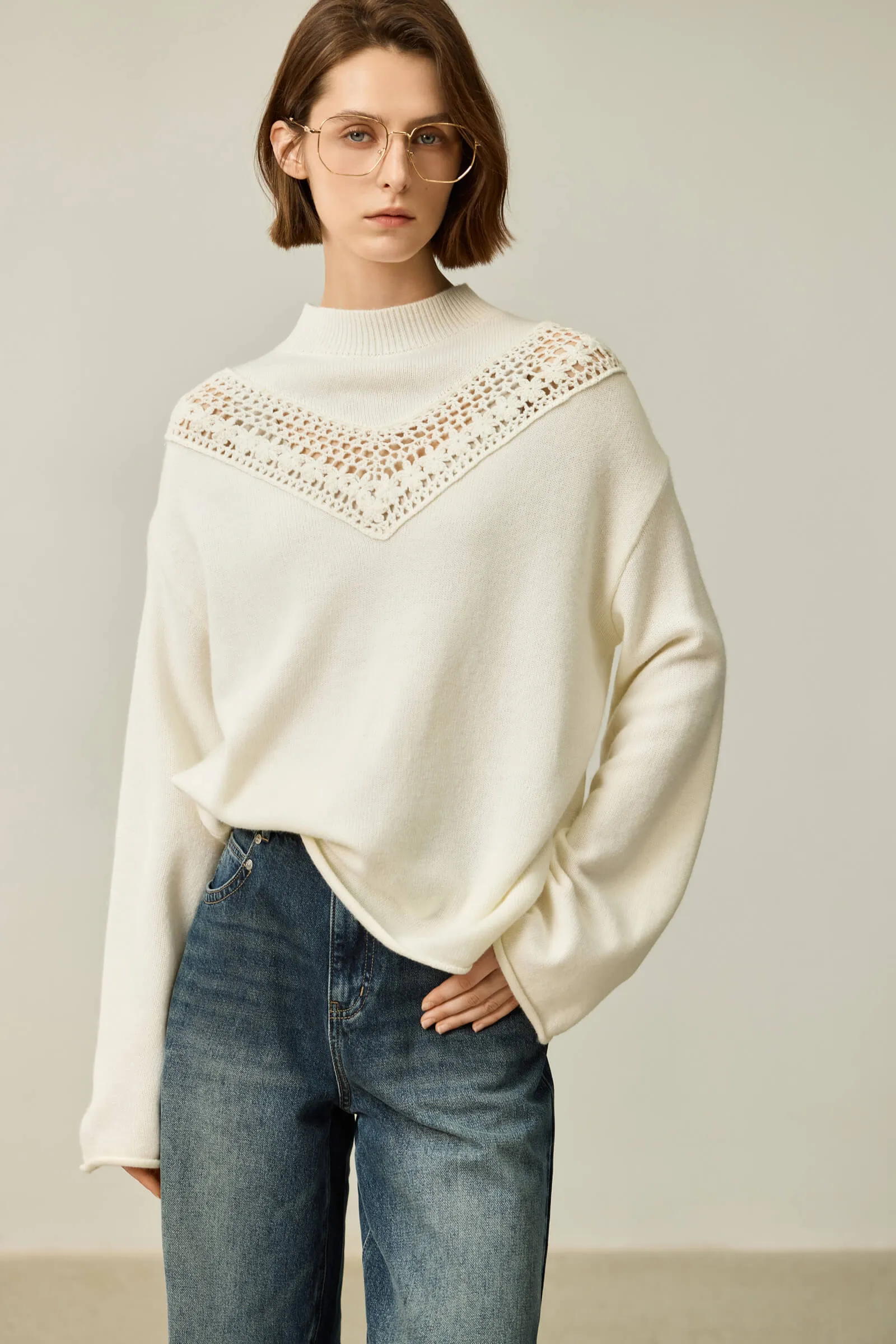 LILY Loose Hand-Crocheted Sweater