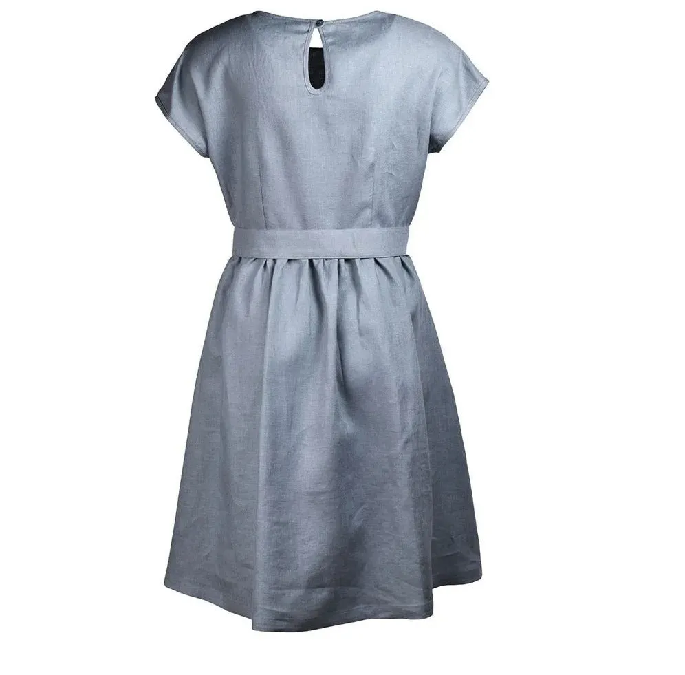 Linen Dress Amy Grey/Blue