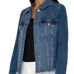 LIVERPOOL Denim Frayed Trucker Jacket