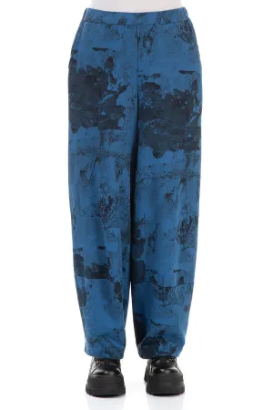 Loose Azure Marble Cotton Trousers