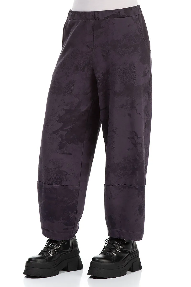 Loose Vintage Violet Marble Cotton Trousers