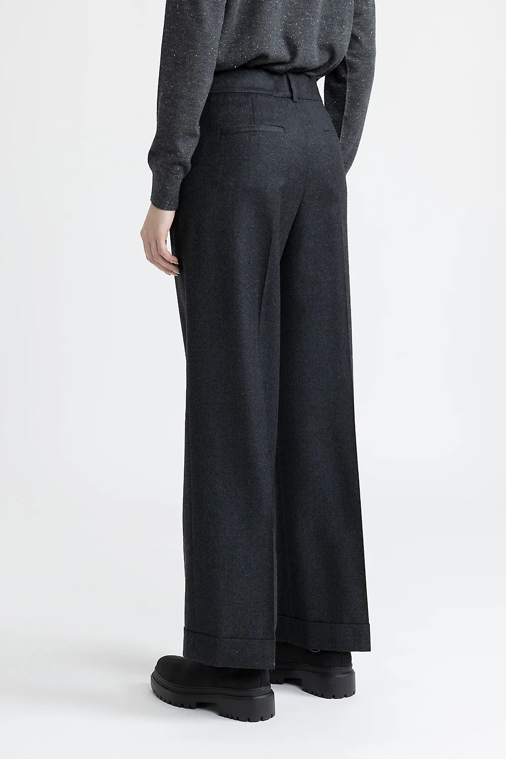 Lurex wool flannel classic trousers