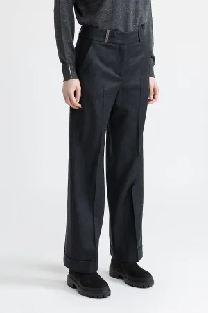 Lurex wool flannel classic trousers