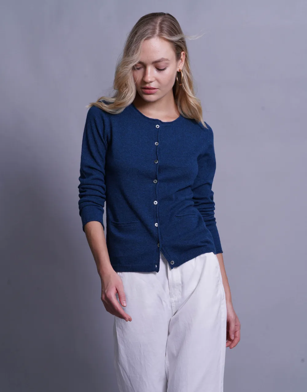 Luxe Lite Scoop Neck Cardigan in Indigo