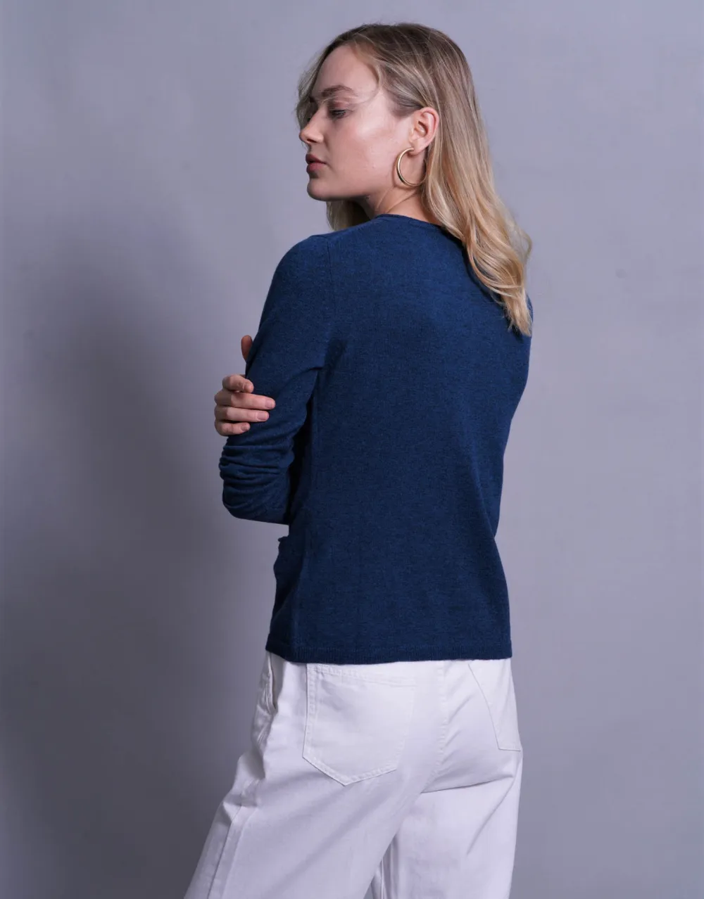 Luxe Lite Scoop Neck Cardigan in Indigo