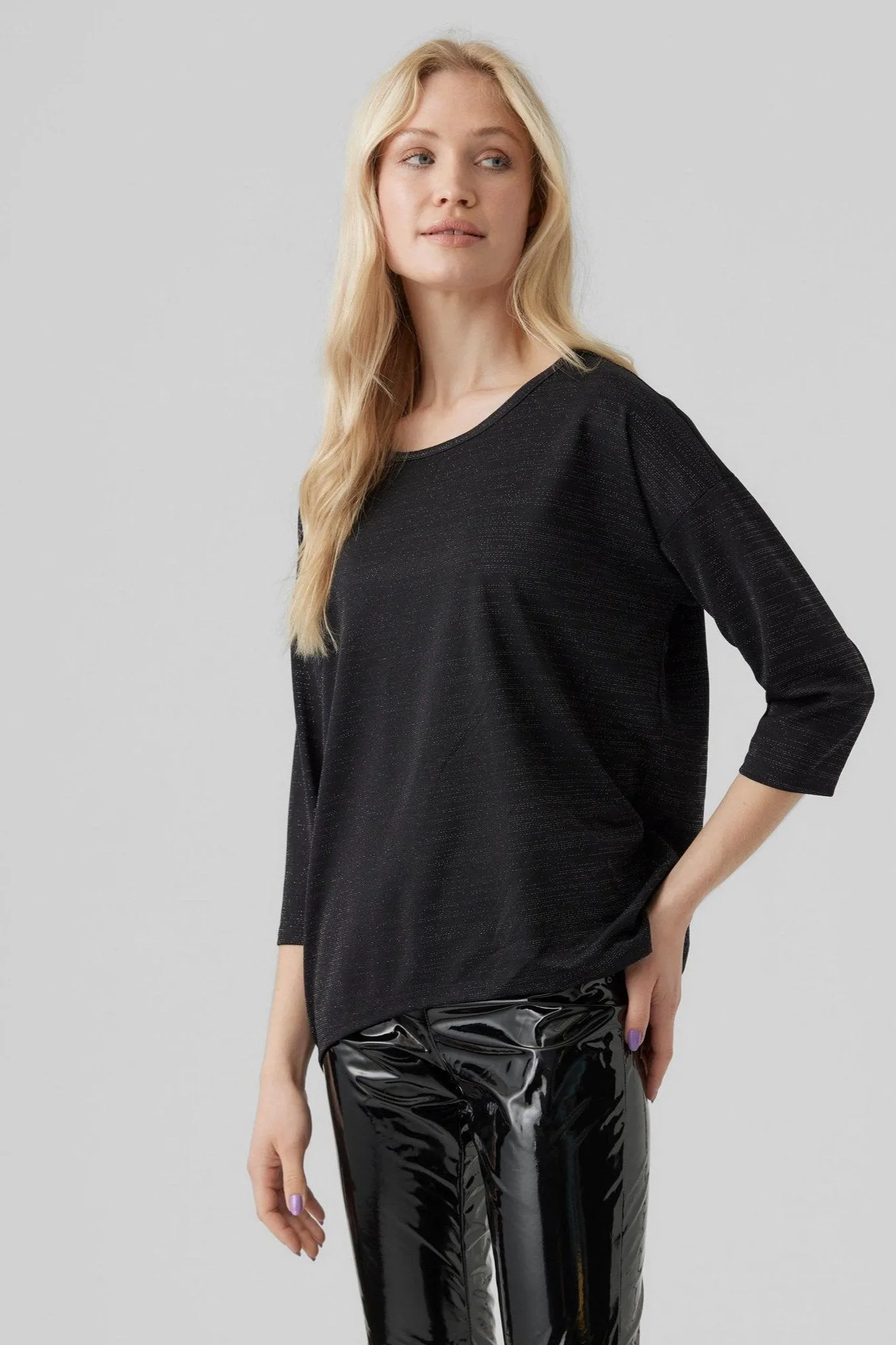 Malena Lurex Blouse - Black