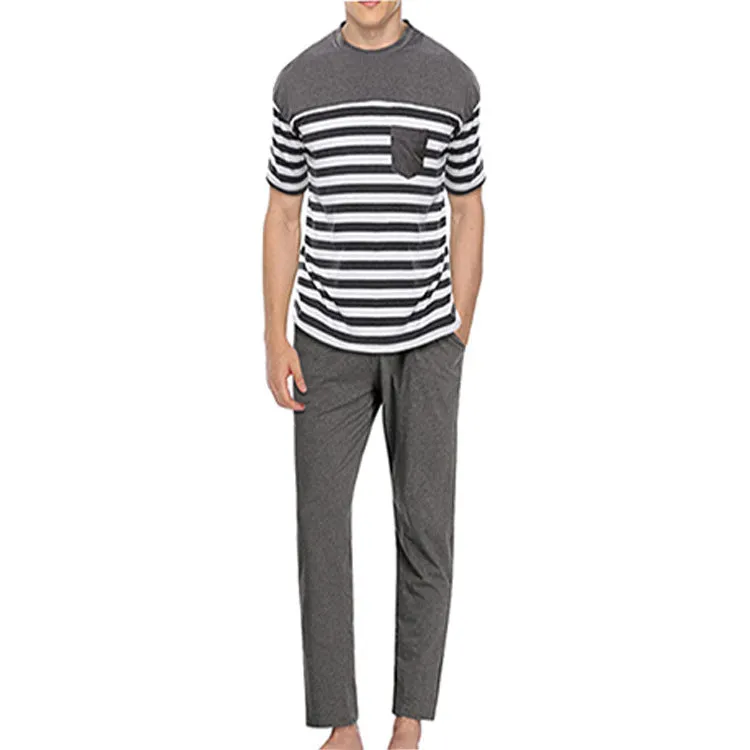 Men's Loungewear Striped Suit Short-sleeved Trousers