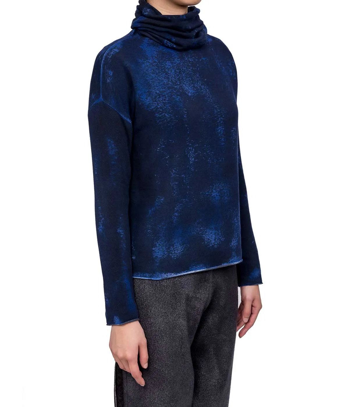 Mixed Indigo Turtleneck Sweatshirt