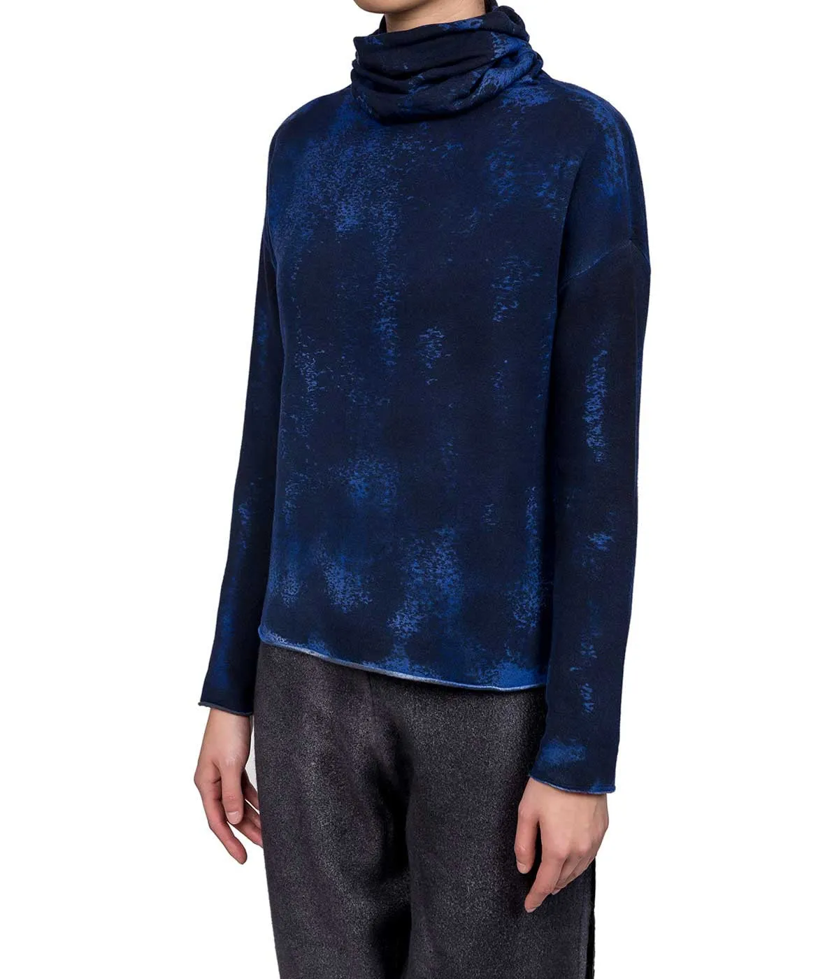 Mixed Indigo Turtleneck Sweatshirt