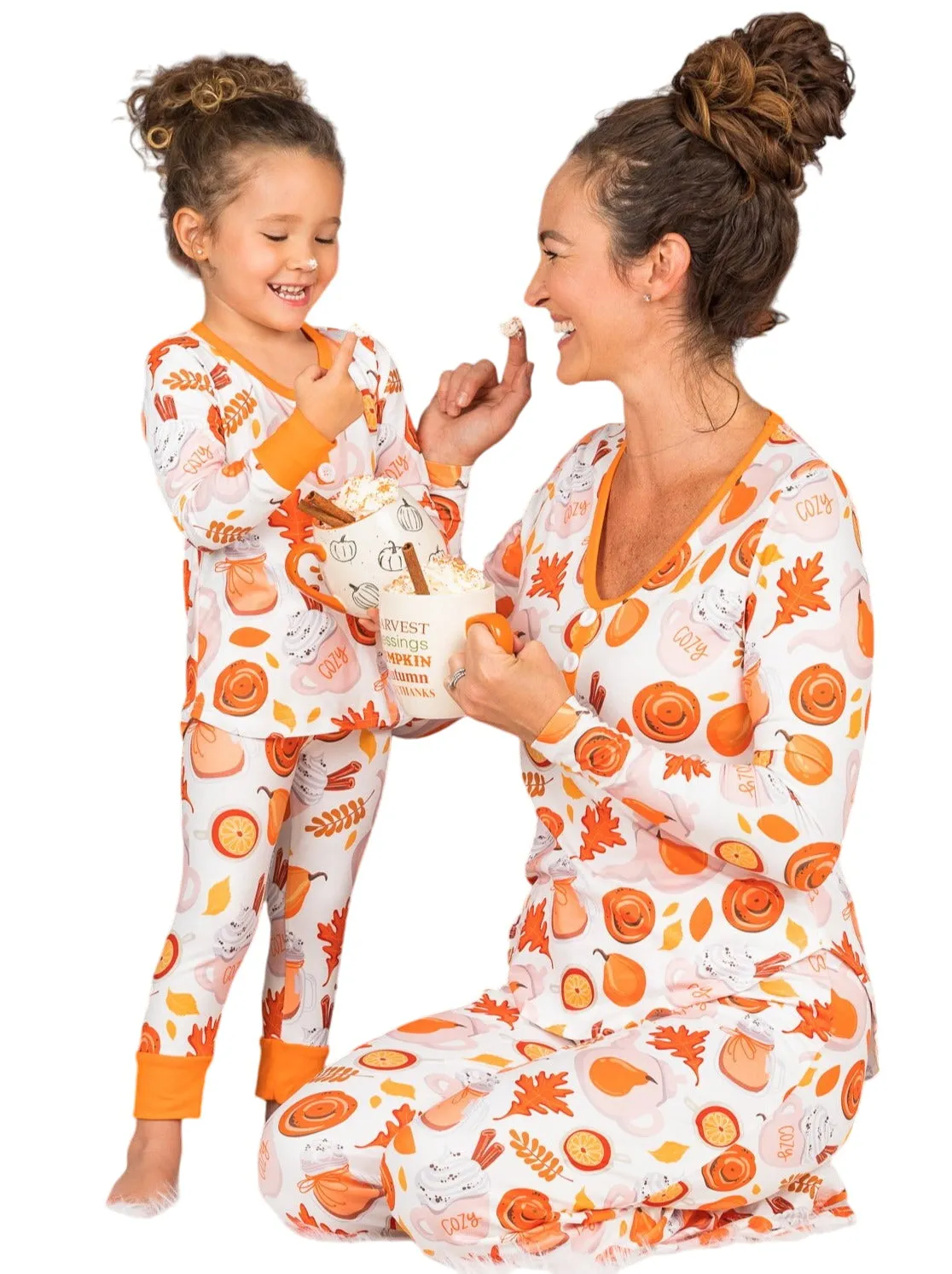 Mommy And Me Cozy Pumpkin Spice Pajama Set