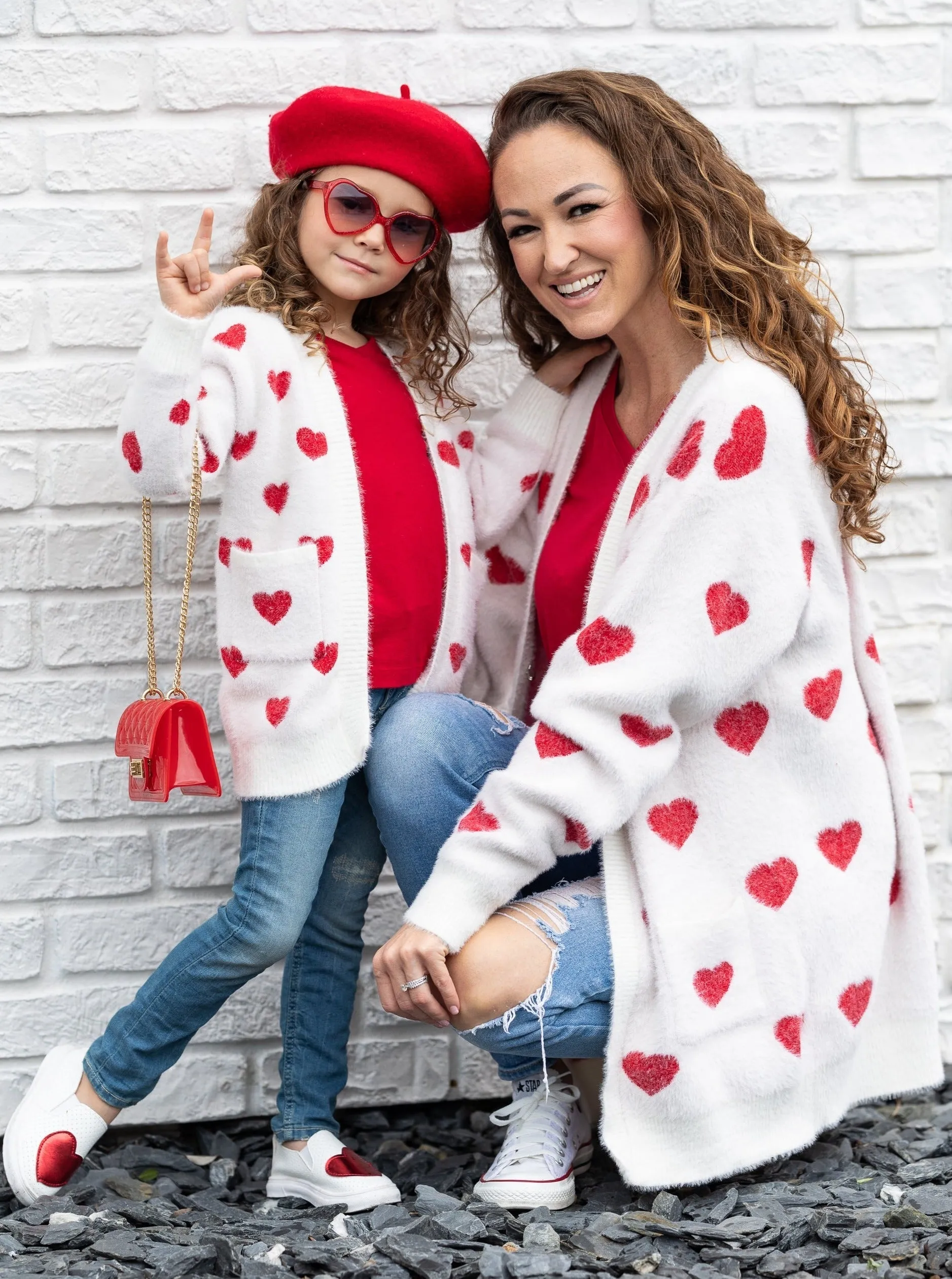 Mommy And Me I Love You Lots Oversized Heart Cardigan