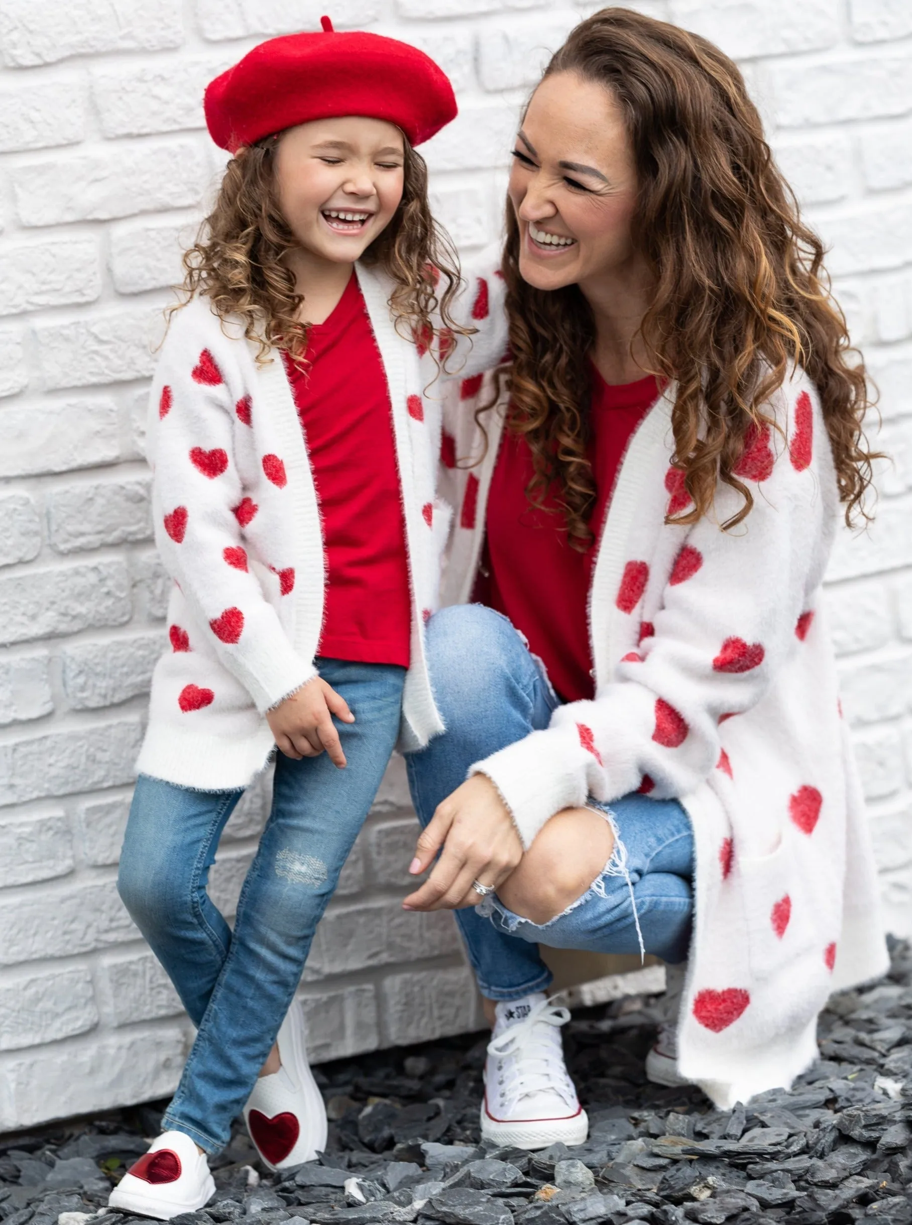 Mommy And Me I Love You Lots Oversized Heart Cardigan