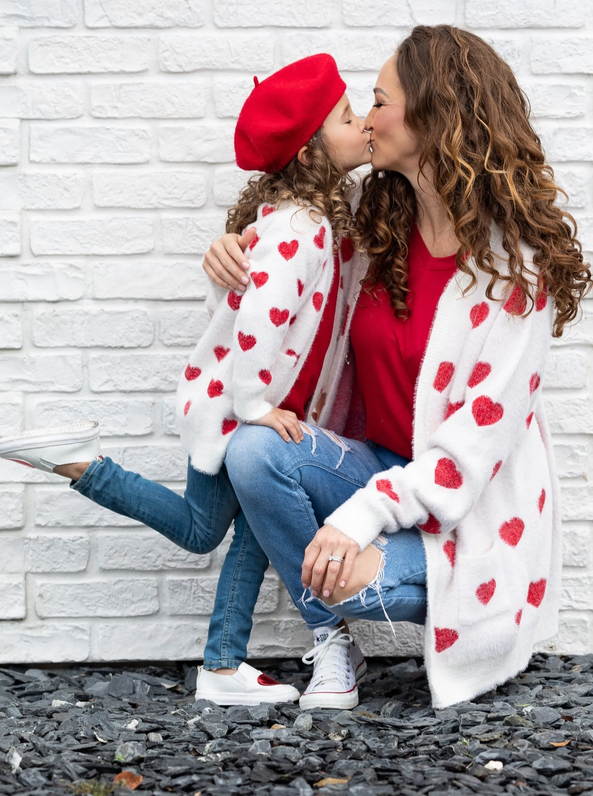 Mommy And Me I Love You Lots Oversized Heart Cardigan