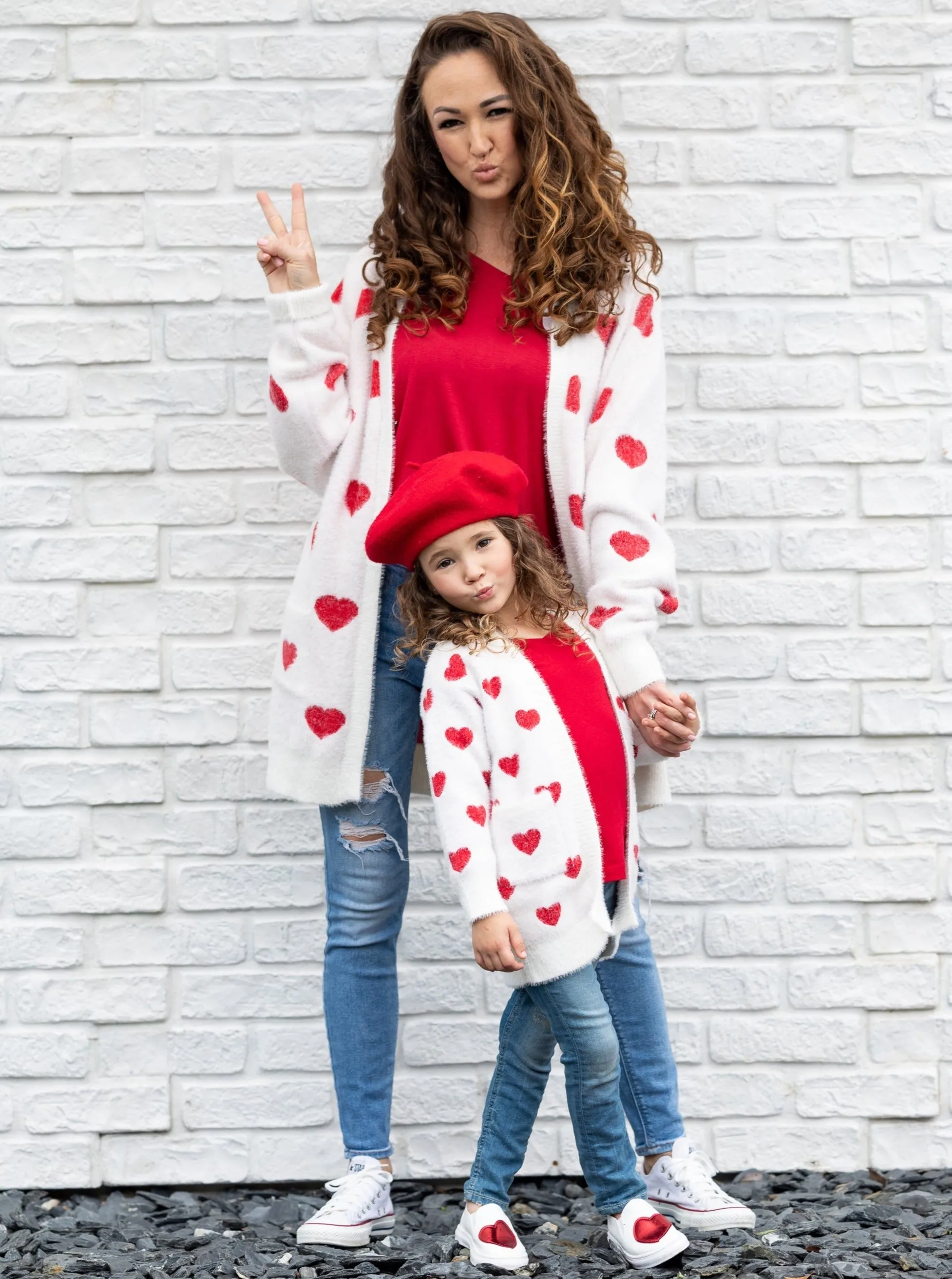 Mommy And Me I Love You Lots Oversized Heart Cardigan