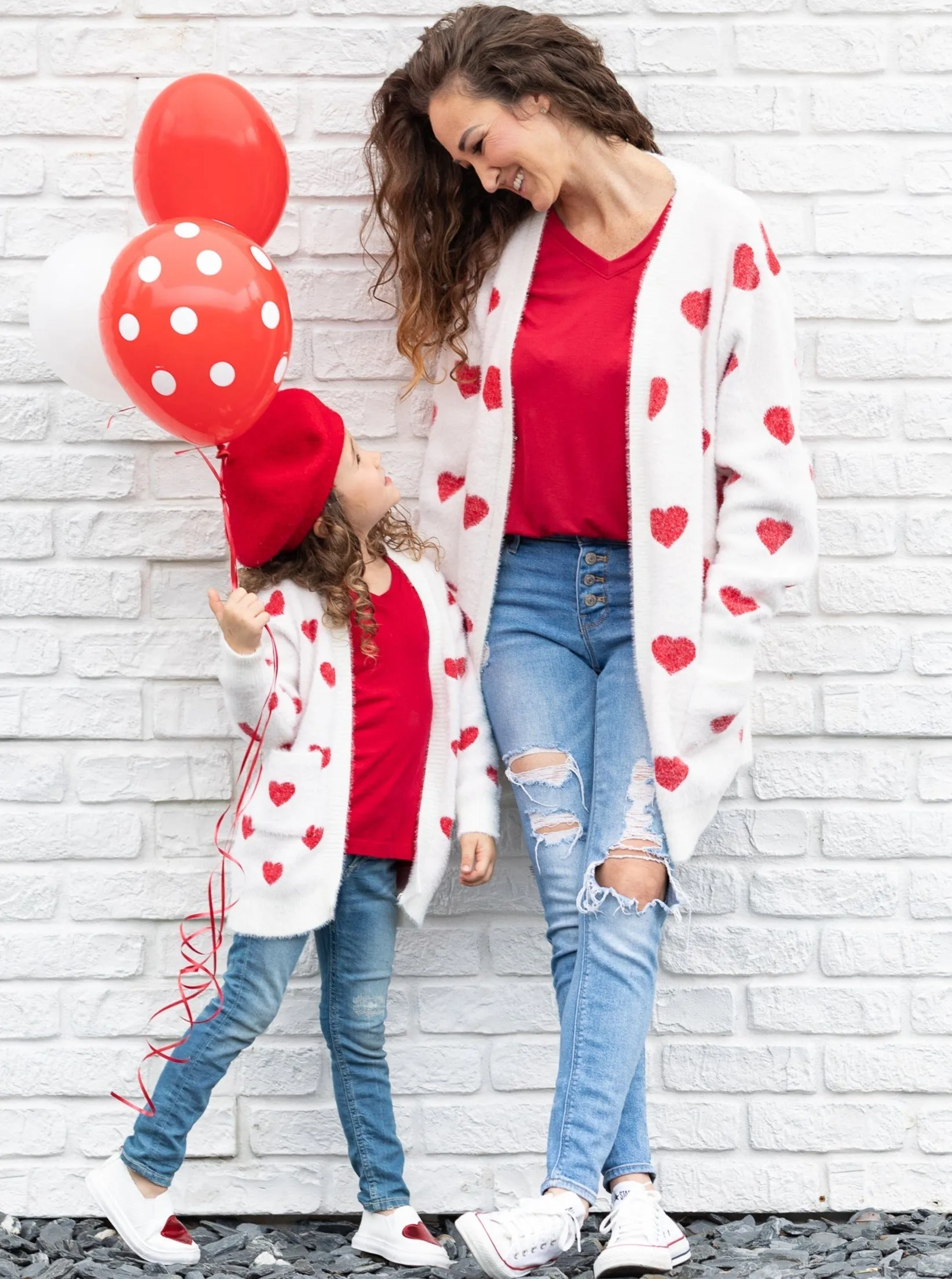 Mommy And Me I Love You Lots Oversized Heart Cardigan