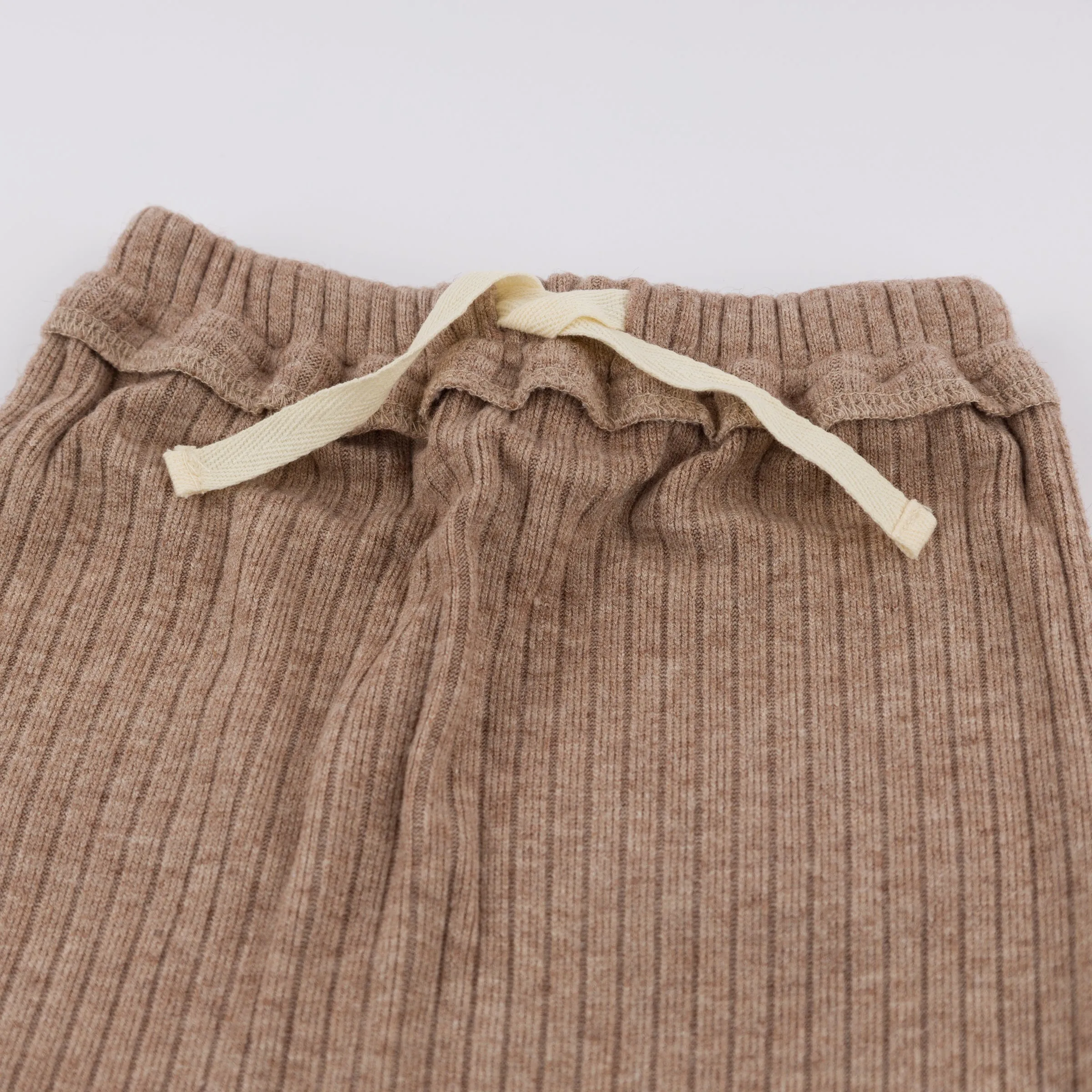 oh baby! Wide Rib Fuzzy Sweater Knit Brooklyn Jogger Pants - Mushroom Heather