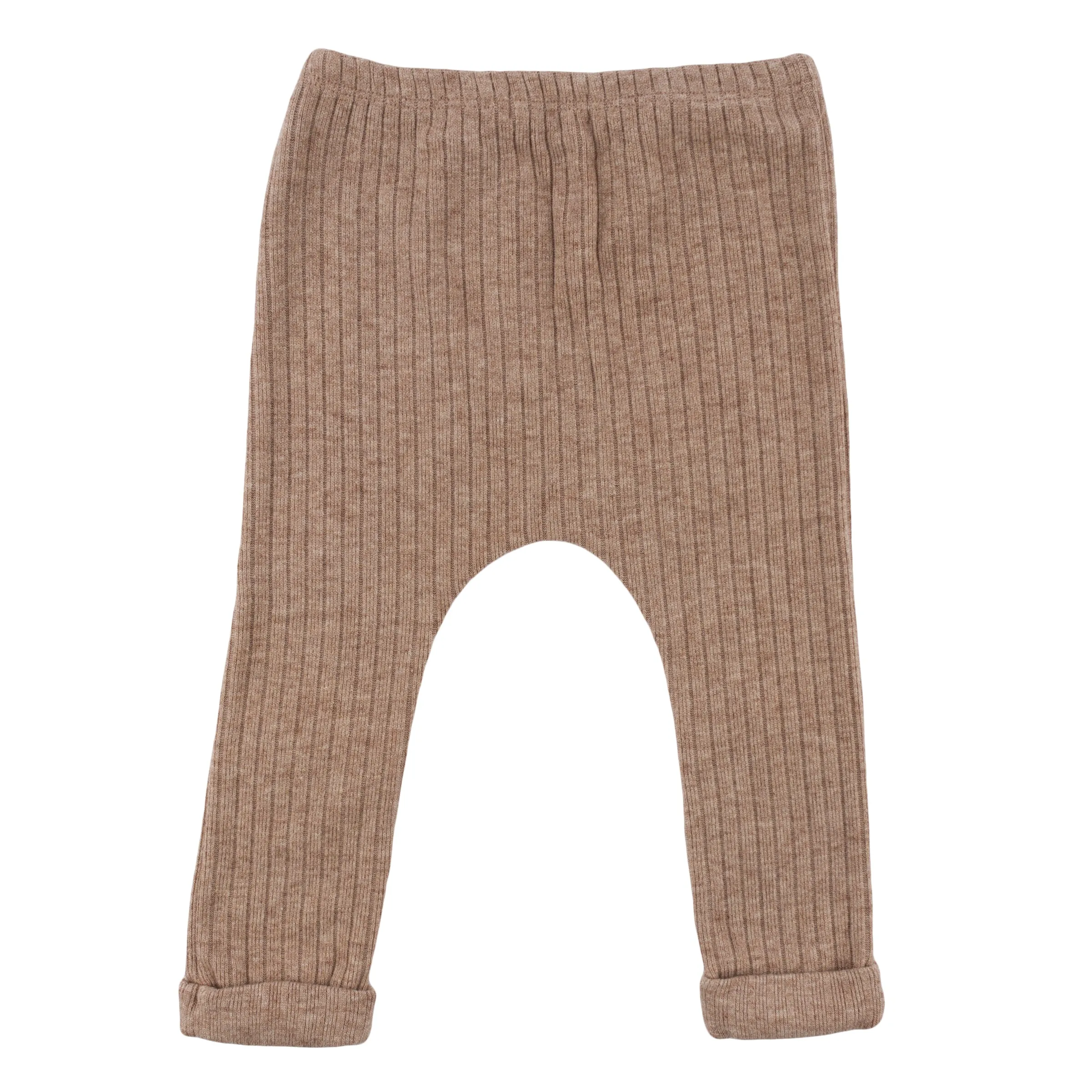 oh baby! Wide Rib Fuzzy Sweater Knit Patch Pant - Mushroom Heather