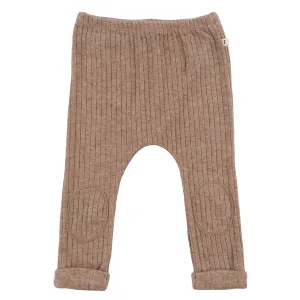 oh baby! Wide Rib Fuzzy Sweater Knit Patch Pant - Mushroom Heather