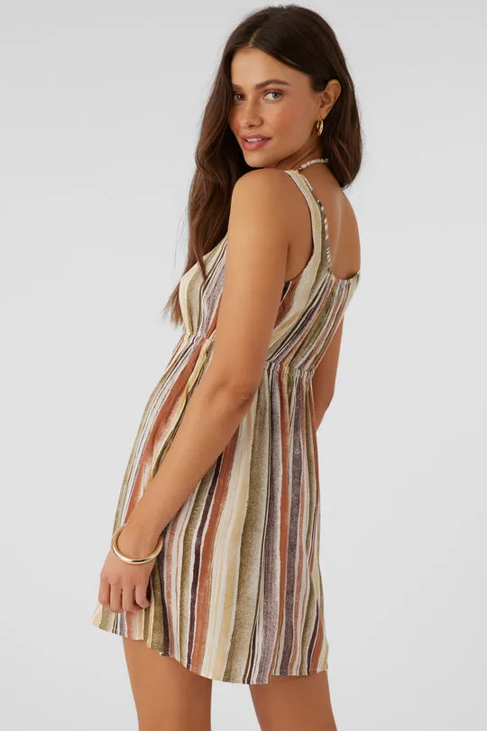 ONeill KORIE NEPTUNE STRIPE BUTTON FRONT MINI DRESS - MULTI CLR